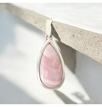 Pendentif en Opale Rose Argent 925 – Pierre Naturelle Authentique
