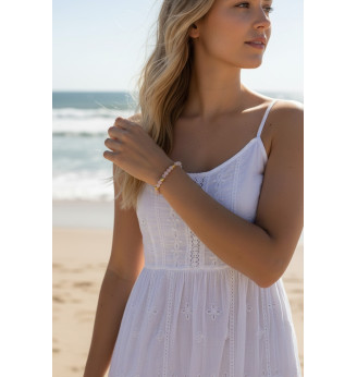 Bracelet en Opale Rose Naturelle 6 mm – Finitions Dorées et Pierre Naturelle