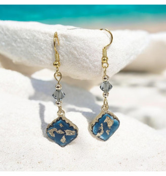 Boucles d'Oreilles en Résine Cristal Esprit Mer et Vacances