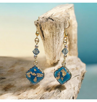 Boucles d'Oreilles en Résine Cristal Esprit Mer et Vacances