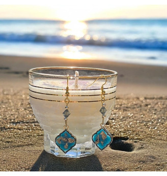 Boucles d'Oreilles en Résine Cristal Esprit Mer et Vacances