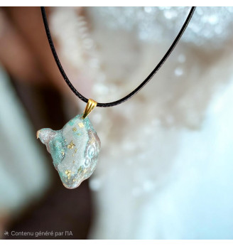 Pendentif en Résine Cristal Turquoise , forme libre, Esprit Mer .
