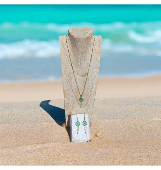 Ensemble en résine, Pendentif et Boucles d'Oreilles Turquoise – Éclat des Lagons