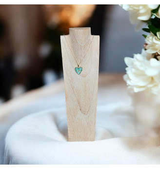 Pendentif en résine cristal , cœur turquoise irisé  – Étoile dorée – Bijou artisanal été