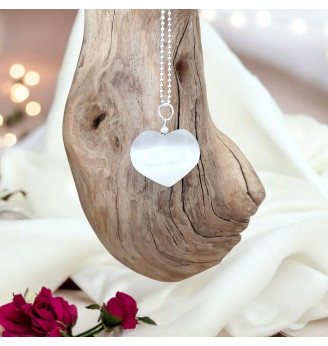 Pendentif Sélénite Cœur –...