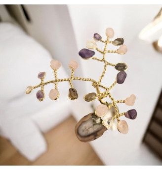 Arbre de Vie mini en Agate, Améthyste et Quartz Rose – Fait Main