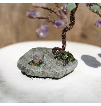 Arbre de vie Améthyste et Aventurine sur galet naturel