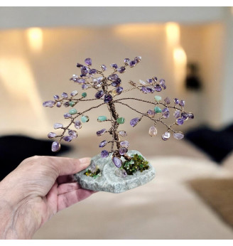 Arbre de vie Améthyste et Aventurine sur galet naturel