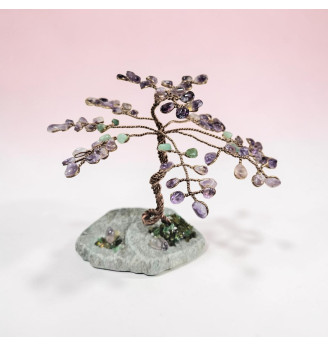 Arbre de vie Améthyste et Aventurine sur galet naturel
