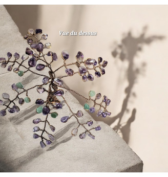 Arbre de vie Améthyste et Aventurine sur galet naturel
