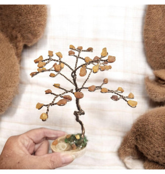 Arbre de vie Ambre et bois fossilisé – Ancrage et sérénité