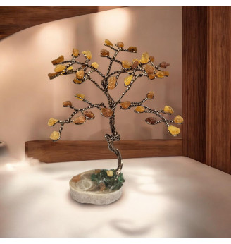 Arbre de vie Ambre et bois fossilisé – Ancrage et sérénité