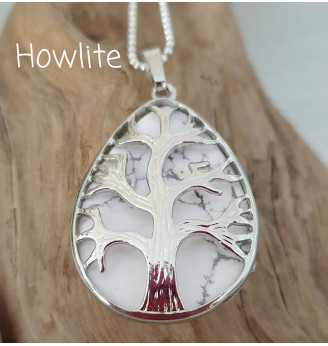 Pendentif  en Howlite Arbre de vie .
