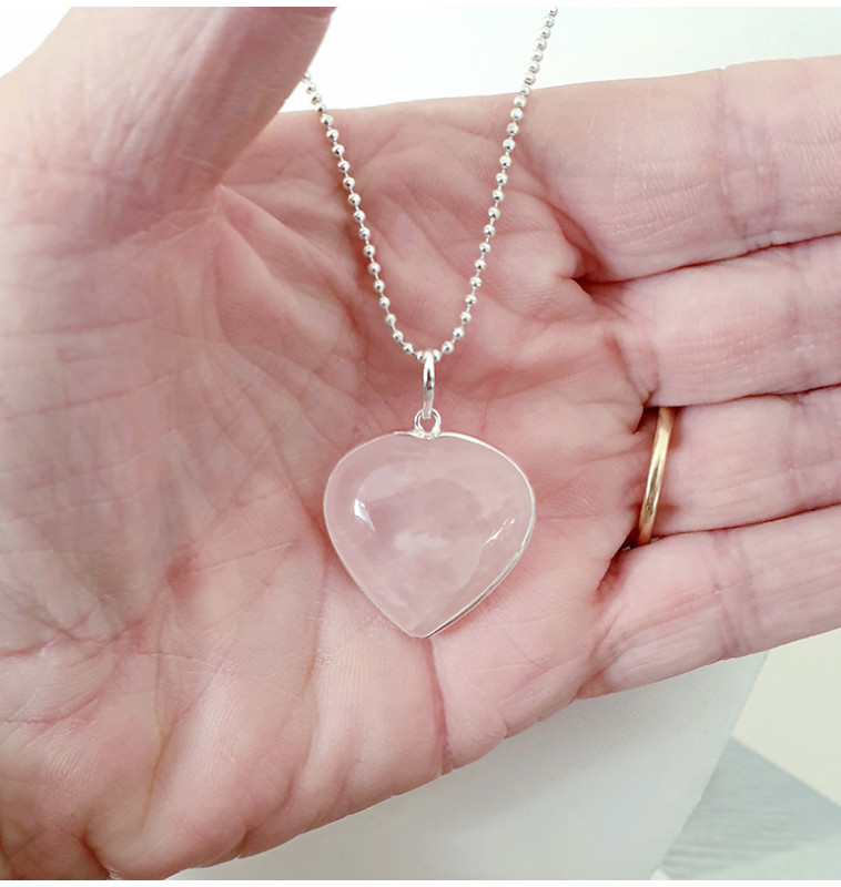 Pendentif Argent Massif Avec Quartz Rose - Superbe Bijou D'occasion, élégant Et Unique