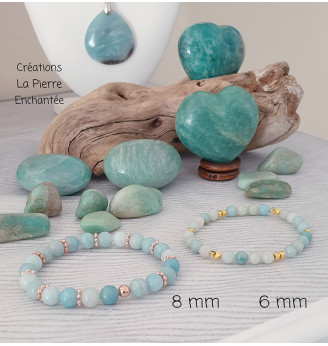 Bracelet en Amazonite naturelle 8 mm – Finitions dorées raffinées