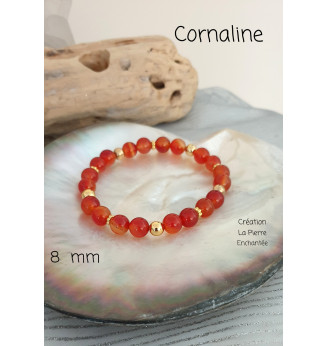 Bracelet en Cornaline , 8 mm .