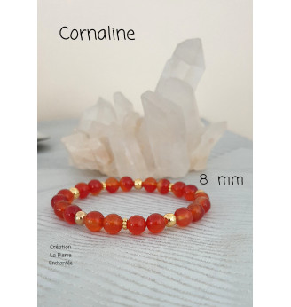 Bracelet en Cornaline , 8 mm .