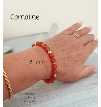 Bracelet en Cornaline , 8 mm .
