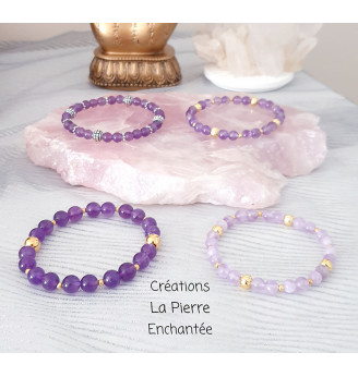 Bracelet en Améthyste 6 mm – Élégance et sérénité argentée