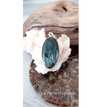 Pendentif en Séraphinite et Argent 925 .