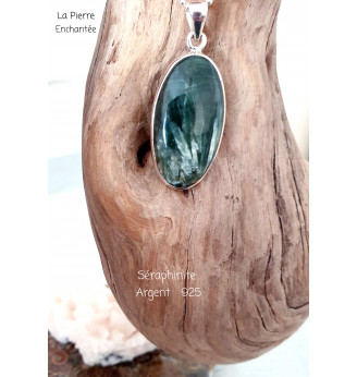 Pendentif en Séraphinite et Argent 925 .