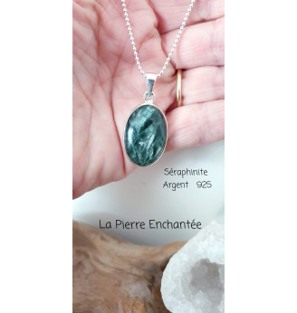 Pendentif en Séraphinite et Argent 925 .