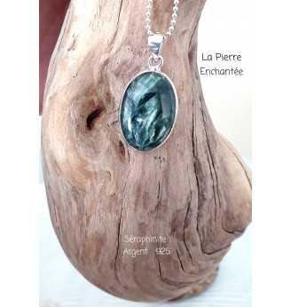 Pendentif en Séraphinite et Argent 925 .