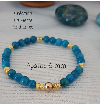 Bracelet en Apatite 6 mm – Élégance et Bien-Être au Poignet .