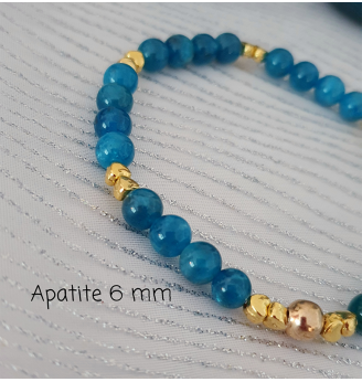 Bracelet en Apatite 6 mm – Élégance et Bien-Être au Poignet .