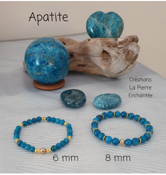 Bracelet en Apatite 6 mm – Élégance et Bien-Être au Poignet .