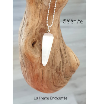 Pendentif en Sélénite  forme pendule .