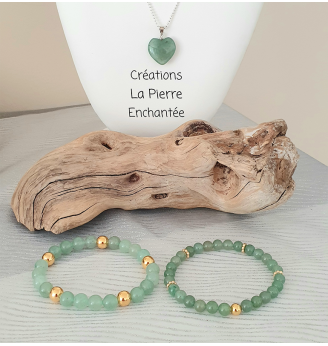 Bracelet en Aventurine 8 mm , touches dorées– Élégance, harmonie et protection .