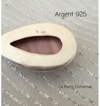 Pendentif en Opale rose , serti Argent massif 925.