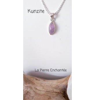 Pendentif en Kunzite forme navette en Argent 925 .