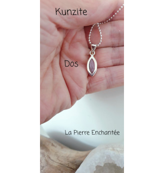 Pendentif en Kunzite forme navette en Argent 925 .