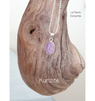 Pendentif en Kunzite et Argent 925 .