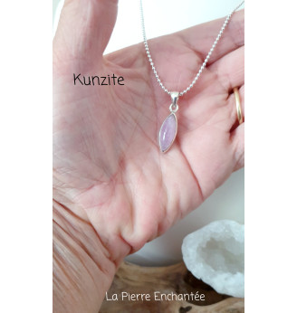 Pendentif en Kunzite et Argent 925 .