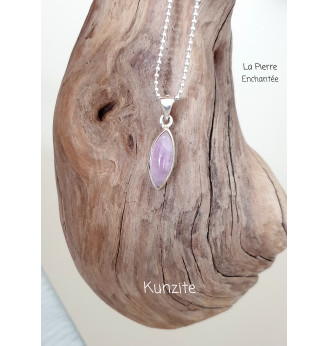 Pendentif en Kunzite et Argent 925 .