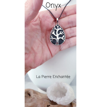 Pendentif en Onyx Arbre de vie .