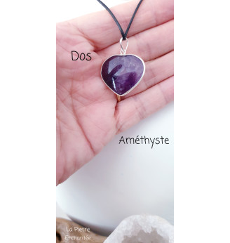 Pendentif  en Améthyste, forme cœur.
