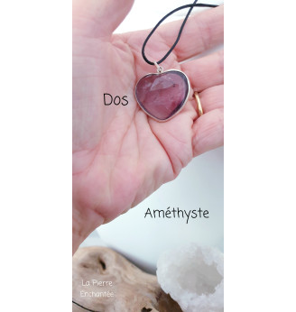 Pendentif en Améthyste , forme cœur .