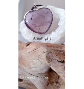Pendentif en Améthyste , forme cœur .