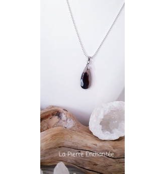 Pendentif en Agate bicolore, marron et blanc .