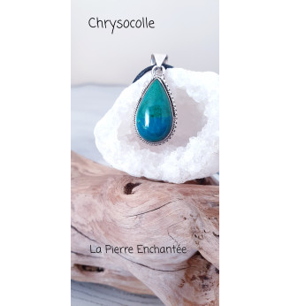Pendentif Chrysocolle Forme Goutte – Bijou Unique en Argent 925