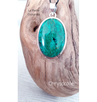 Pendentif Chrysocolle naturelle ovale, Argent 925 .