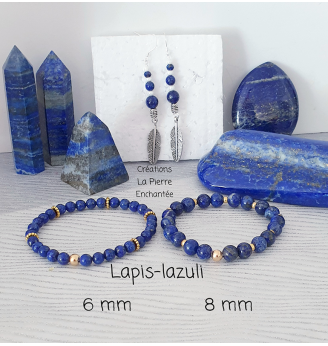 Bracelet en Lapis-Lazuli , 6 mm  .