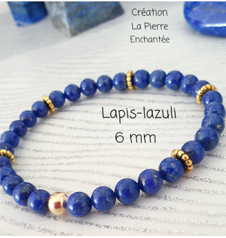 Bracelet en Lapis-Lazuli , 6 mm  .