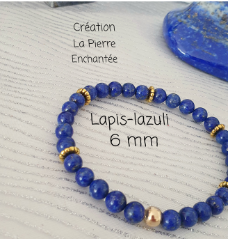 Bracelet en Lapis-Lazuli , 6 mm  .