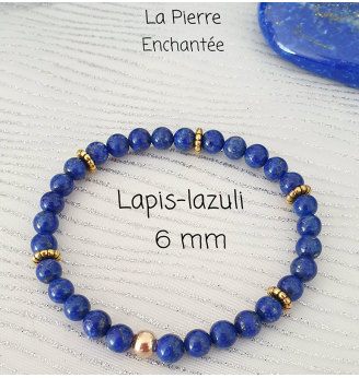 Bracelet en Lapis-Lazuli , 6 mm  .