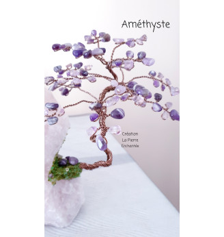 Arbre  Améthyste sur Quartz rose brut.